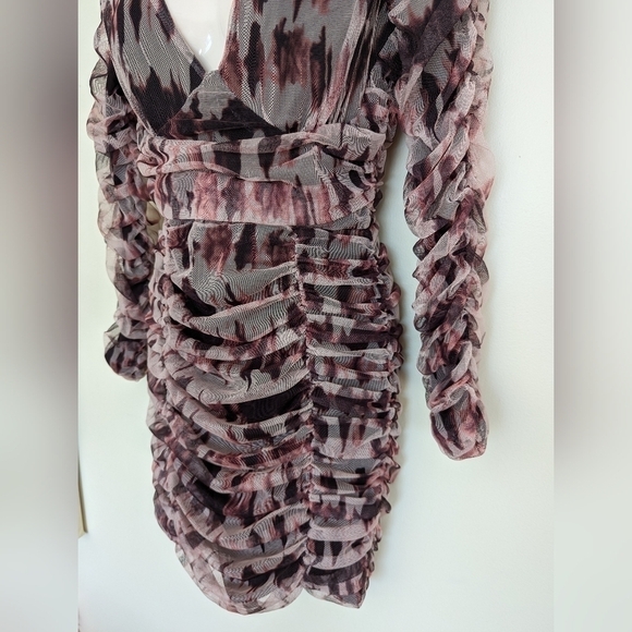 ZARA ruched printed mini dress Large - Picture 8 of 16
